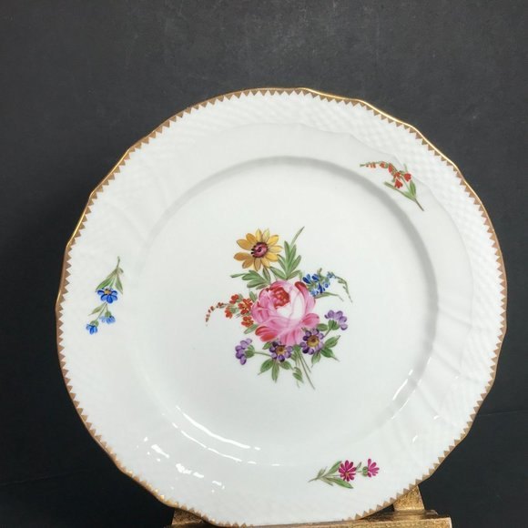Gustavsberg Saxon flower salad plate Rose bouquet, flower sprigs Scandinavian - Picture 4 of 9